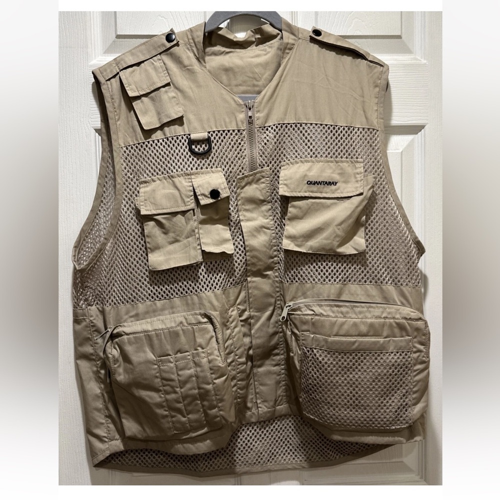 Quantaray Beige Photography Utility Mesh Zip Vest Size XL NEW!